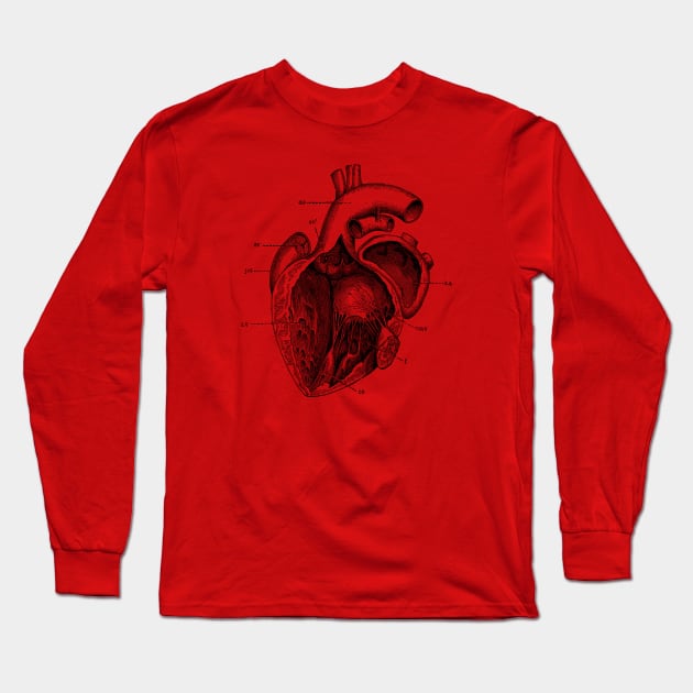 Internal Human Heart Diagram - Anatomy Poster Long Sleeve T-Shirt by Vintage Anatomy Prints